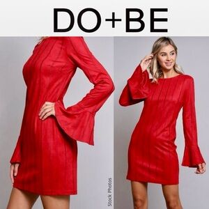 DO+BE Faux Suede Flare Sleeve Mini Dress (M)